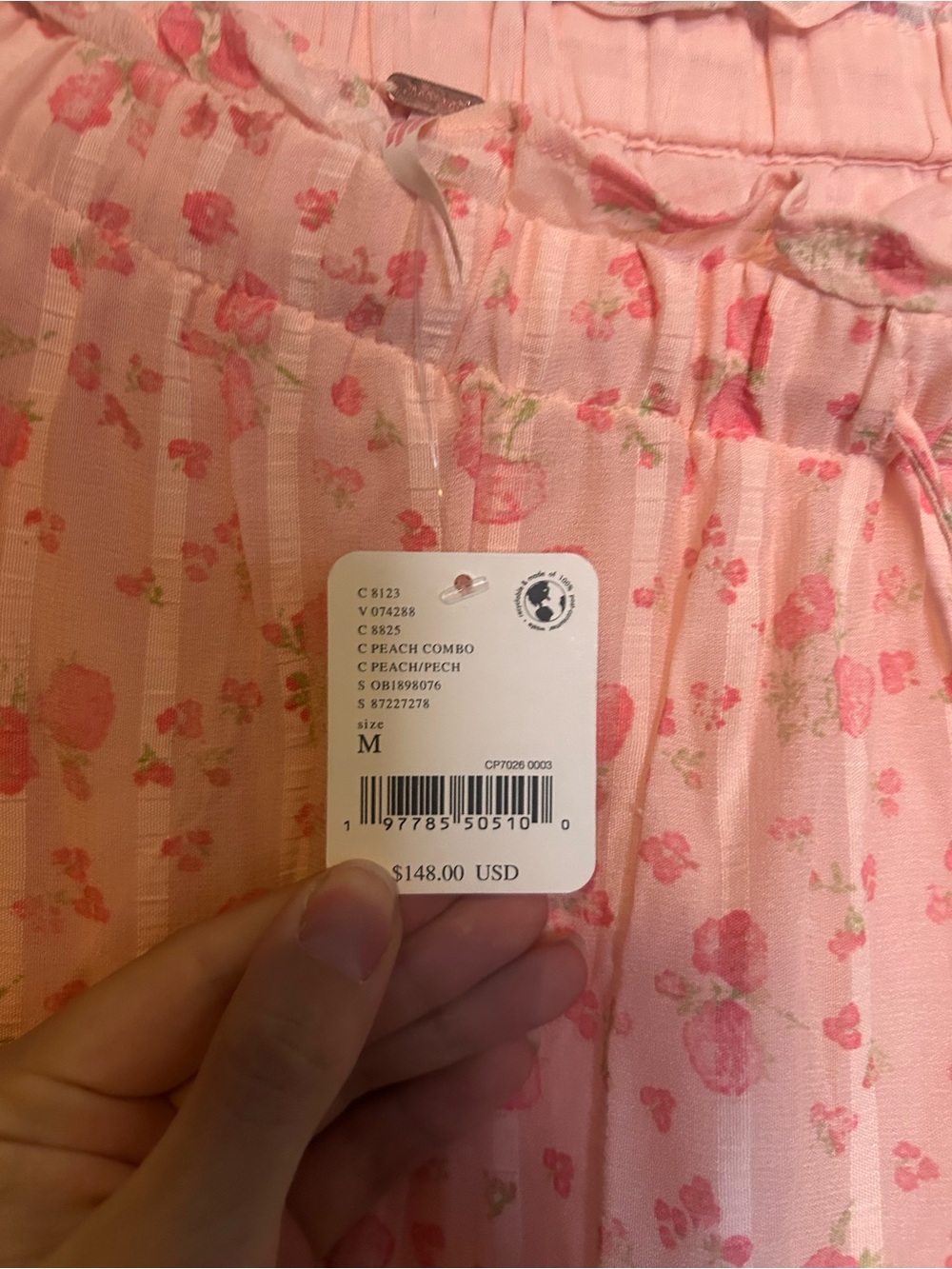 Free People Emmaline Peach Floral Ruffle Wide Pants - Picture 3 of 4